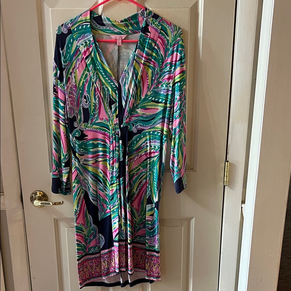 Lilly Pulitzer Vibrant Multicolor Patterned Long Sleeve Dress
